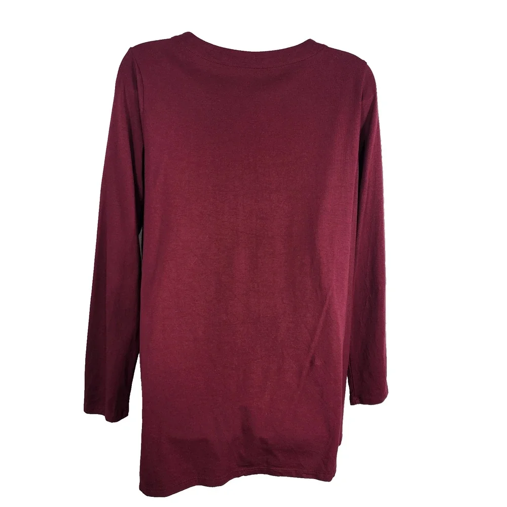 J. Jill Women Luxe Supima Forward Seam Tunic Top S Petite Bordeaux Knit Pullover